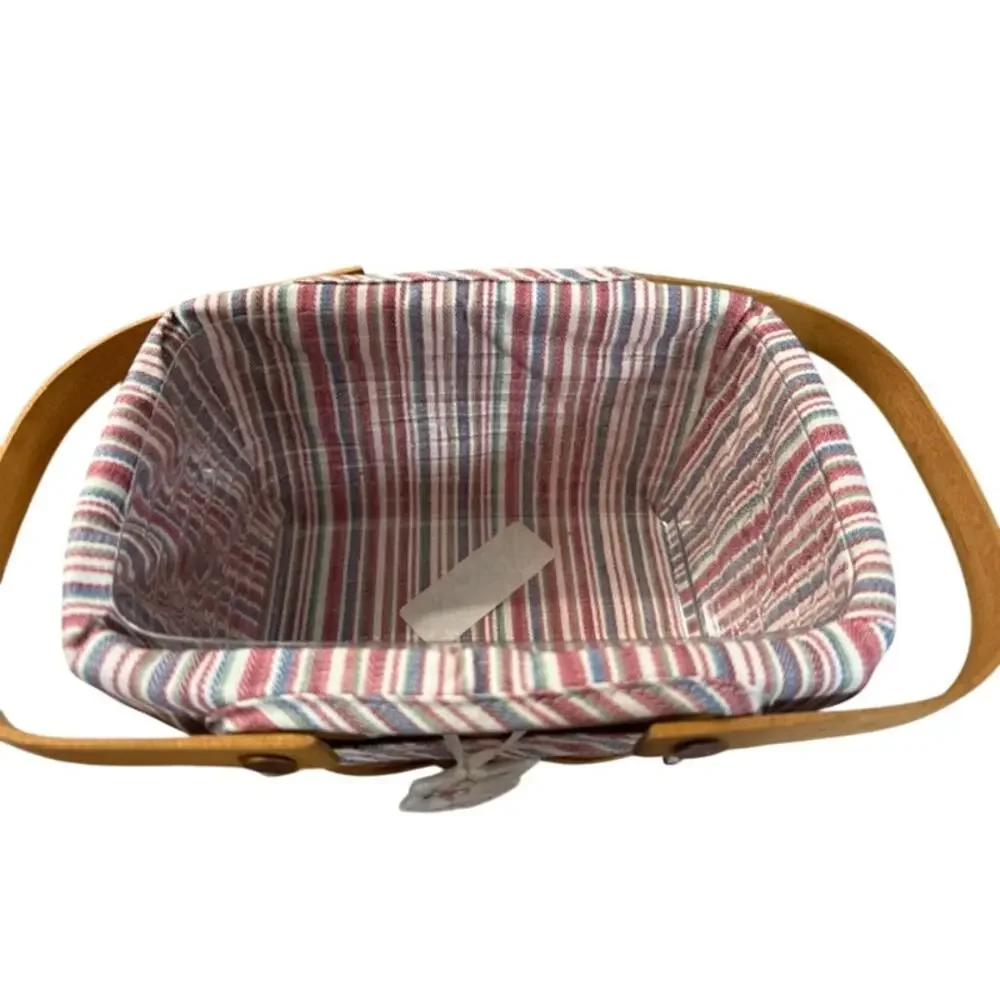 Longerberger Classic Little Market Basket Striped Liner 2005 Tie On Protector